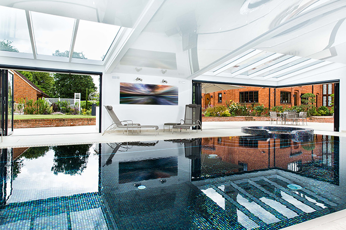 An indoor swimming pool, internal view