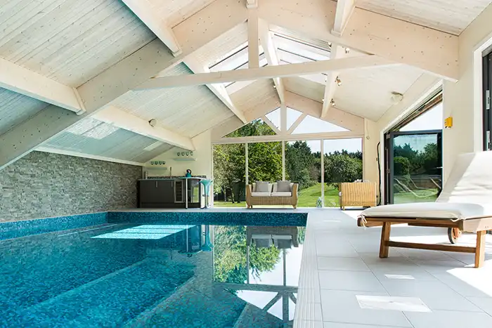 Indoor view of luxury pool house