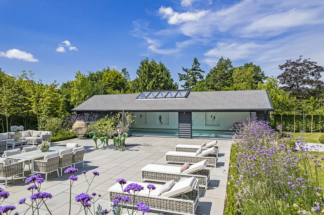 Award-winning indoor pools since 1979 External view of a beautiful pool house
