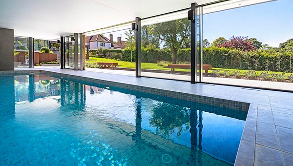 Inside view of an indoor pool house