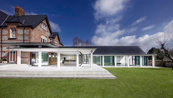 Pool extension attached to a house